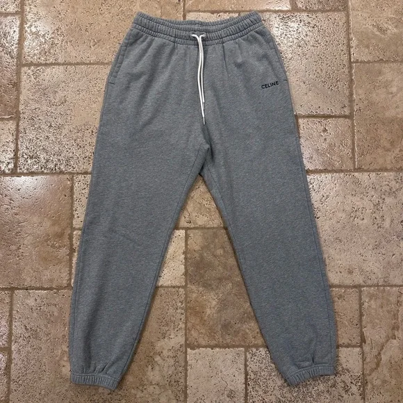 Celine x Hedi Slimane Embroidered Logo Grey Sweatpant Joggers